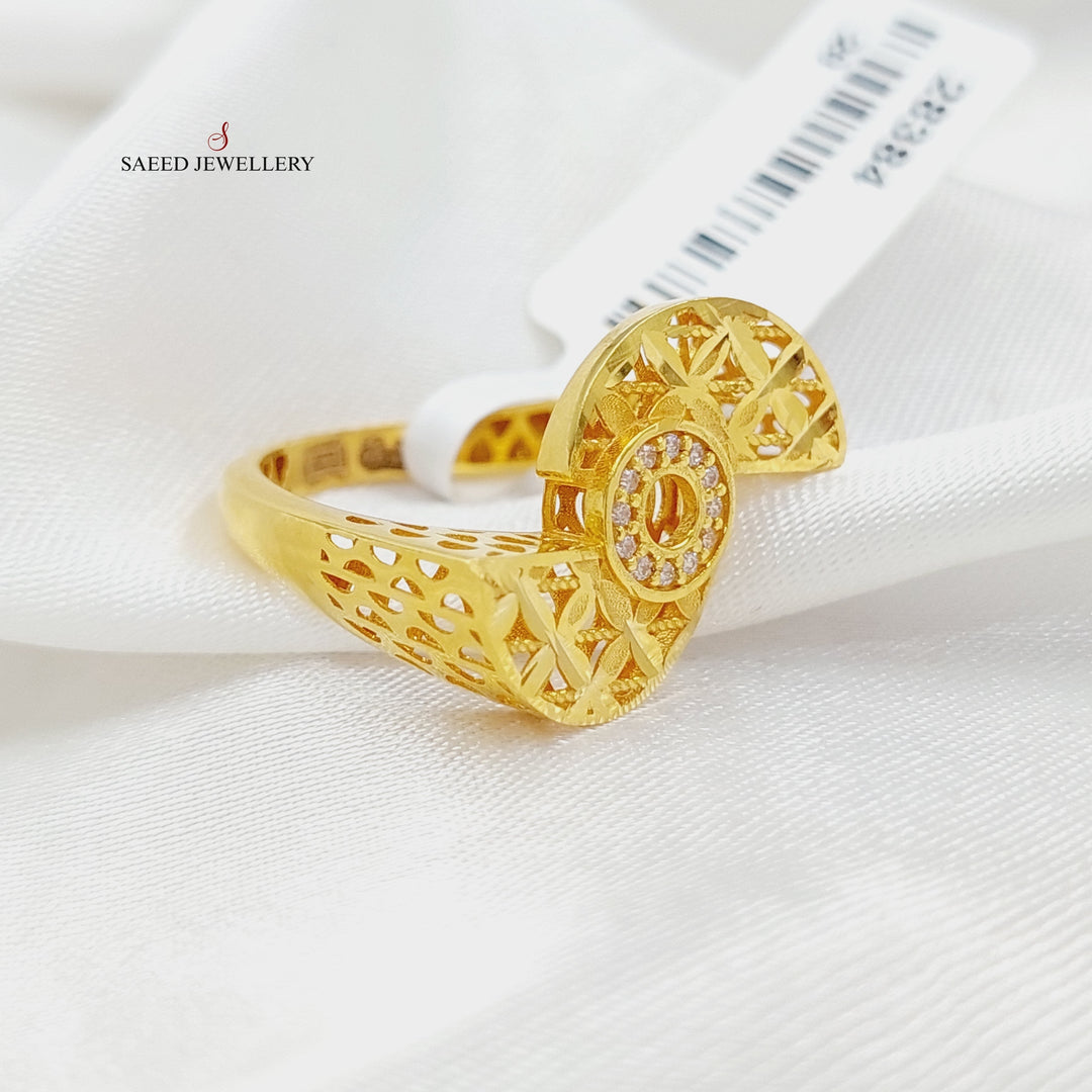 21K Gold Zircon Studded Deluxe Ring by Saeed Jewelry - Image 3