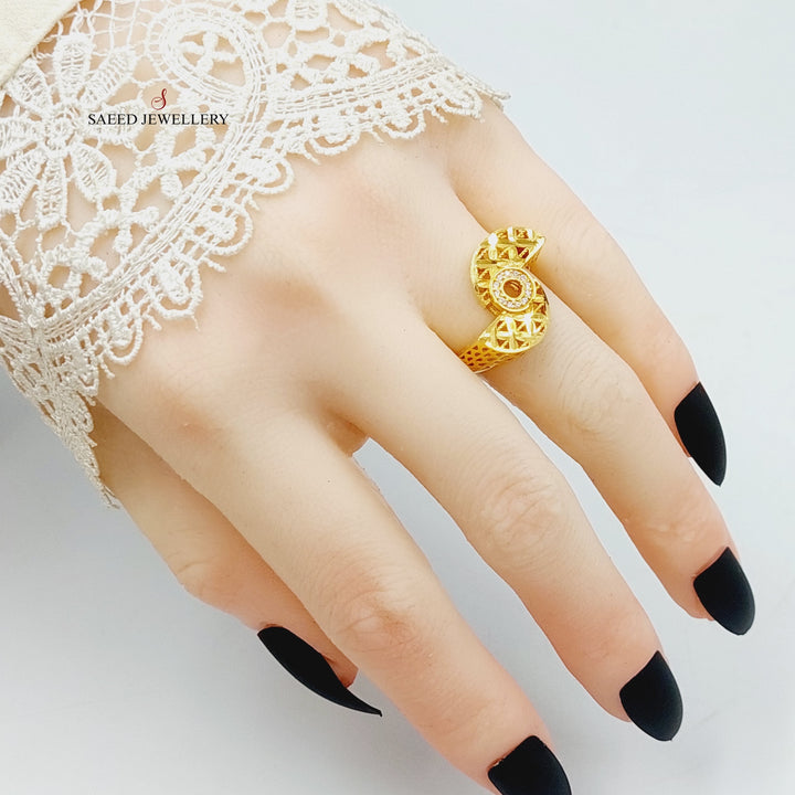 21K Gold Zircon Studded Deluxe Ring by Saeed Jewelry - Image 4