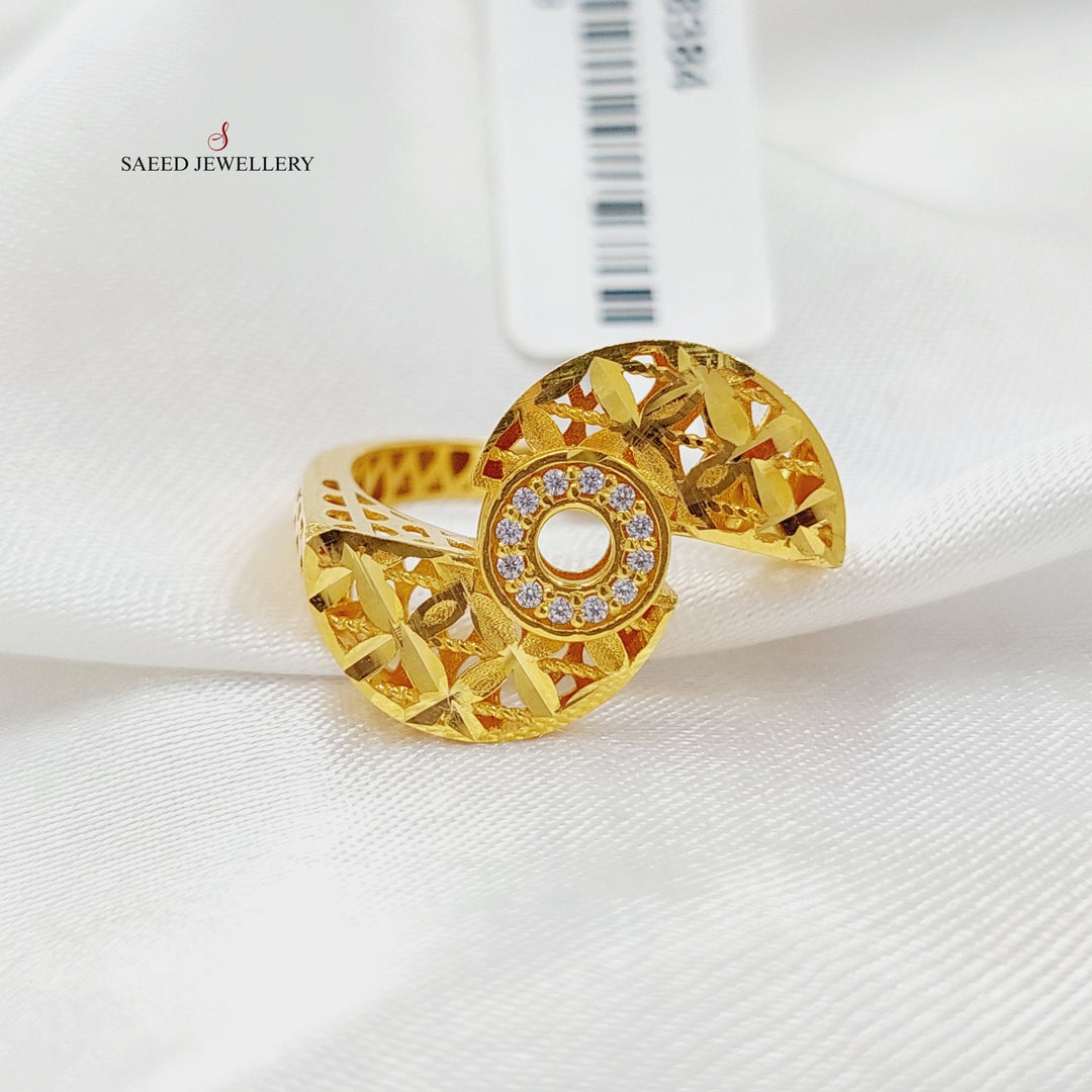 21K Gold Zircon Studded Deluxe Ring by Saeed Jewelry - Image 5