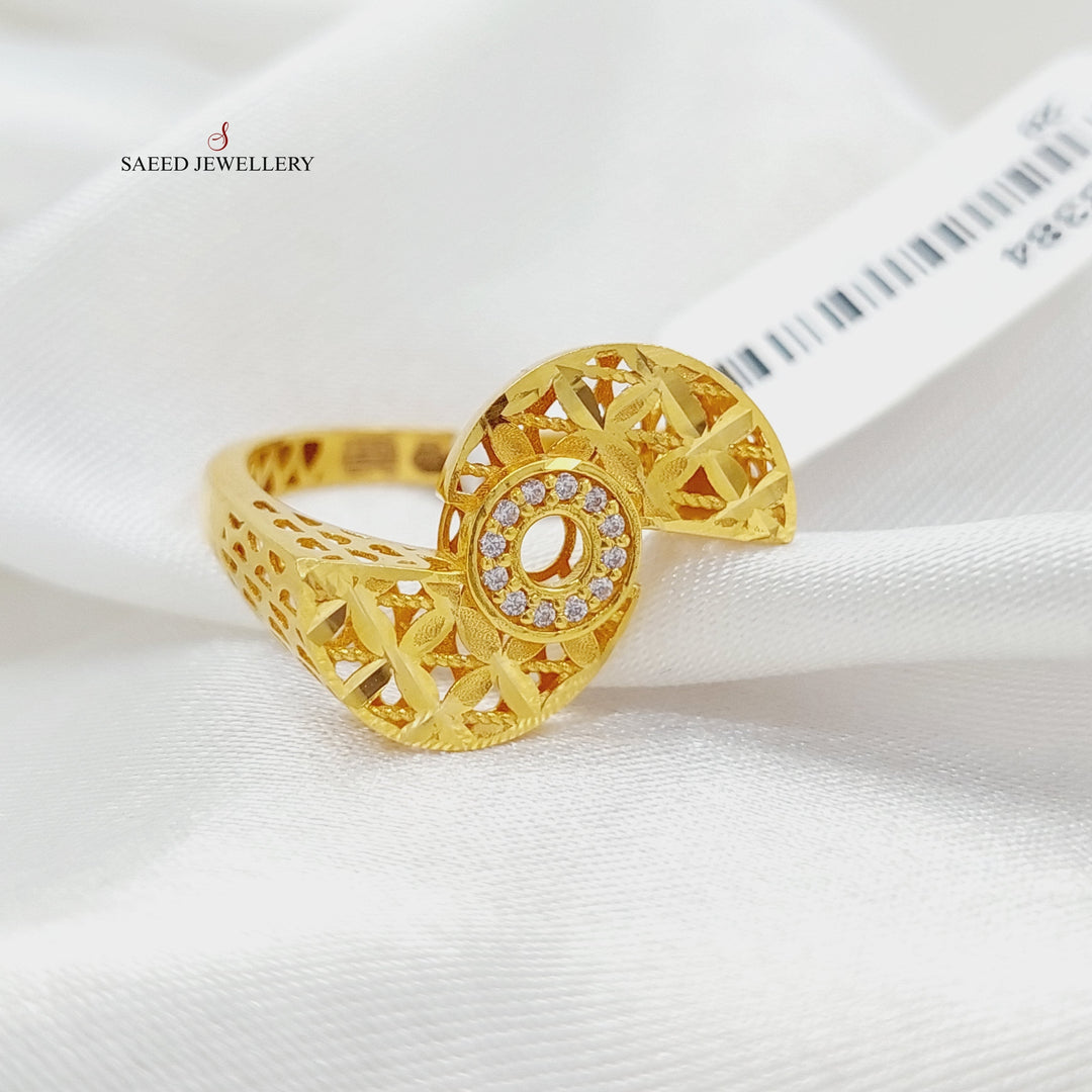 21K Gold Zircon Studded Deluxe Ring by Saeed Jewelry - Image 1