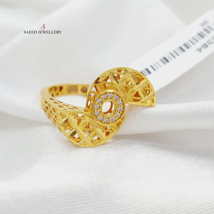 21K Gold Zircon Studded Deluxe Ring by Saeed Jewelry - Image 1