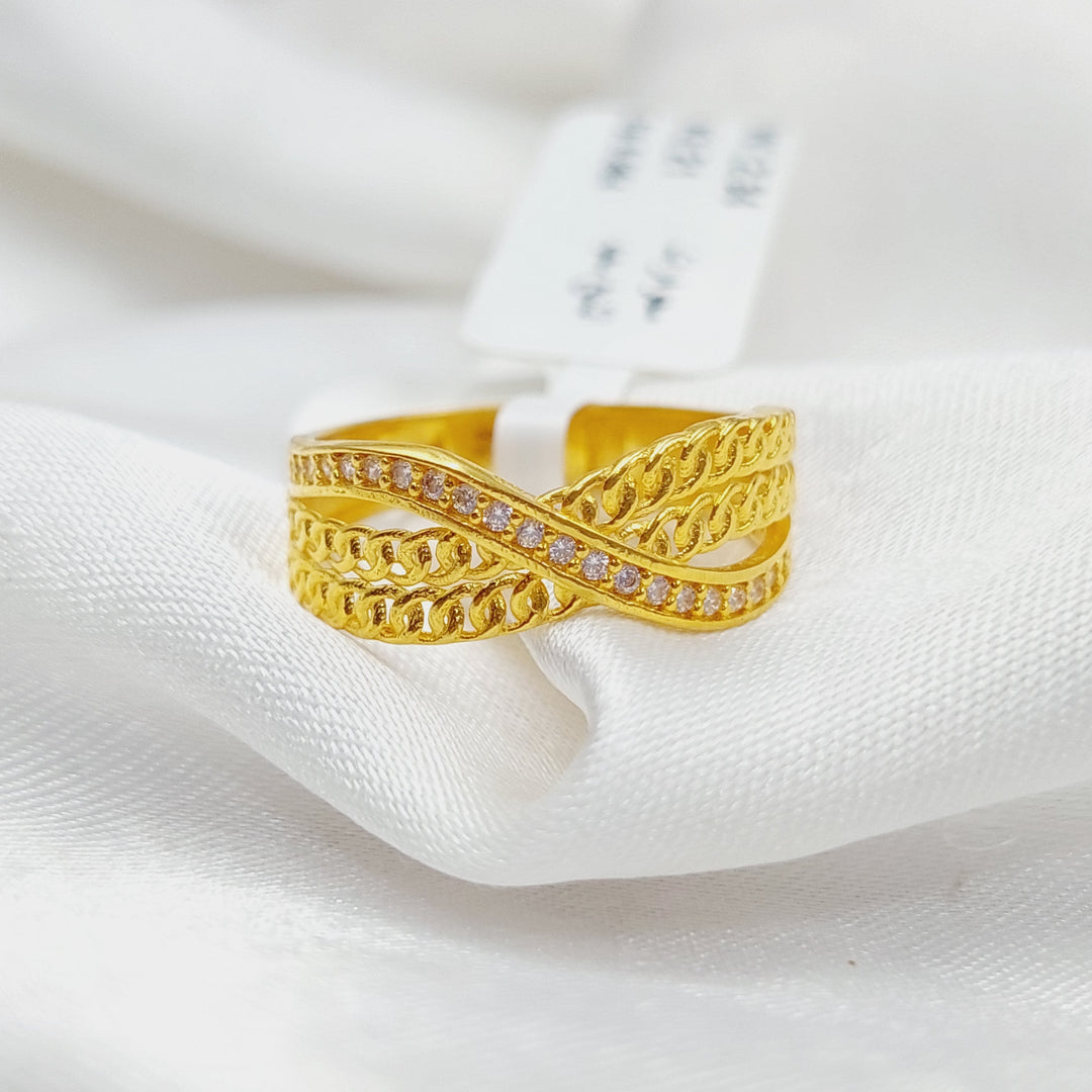 Zirconed Deluxe Ring Made Of 21K Yellow Gold by Saeed Jewelry-28386