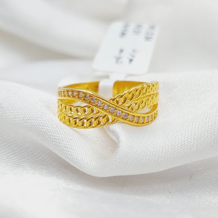 Zirconed Deluxe Ring Made Of 21K Yellow Gold by Saeed Jewelry-28386
