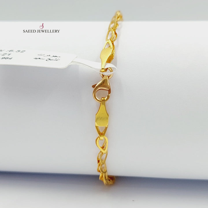 21K Gold Zircon Studded Engraved Bracelet by Saeed Jewelry - Image 3