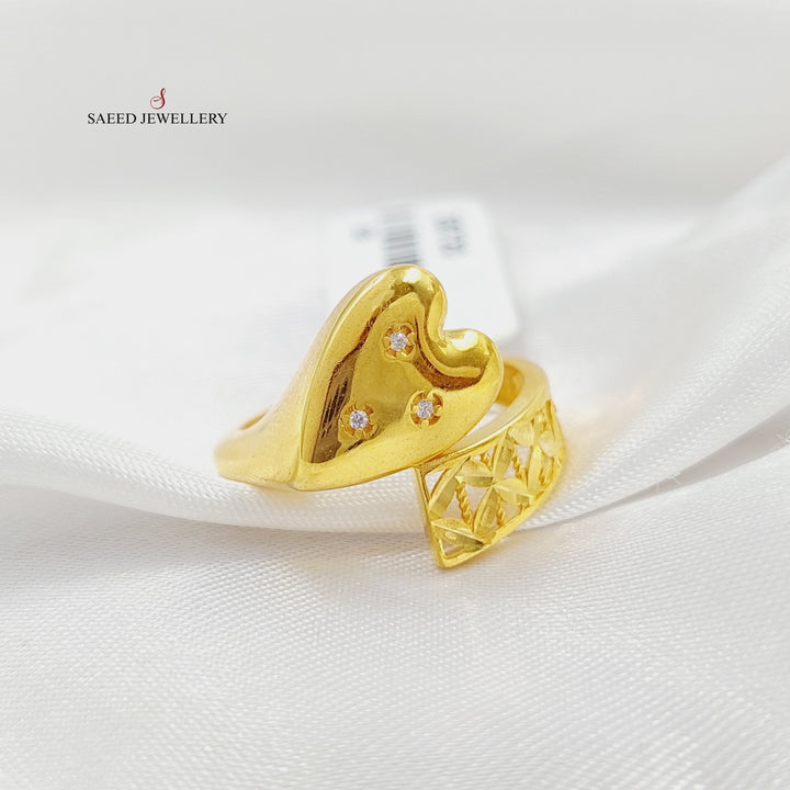 Zirconed Heart Ring  Made Of 21K Yellow Gold by Saeed Jewelry-28719