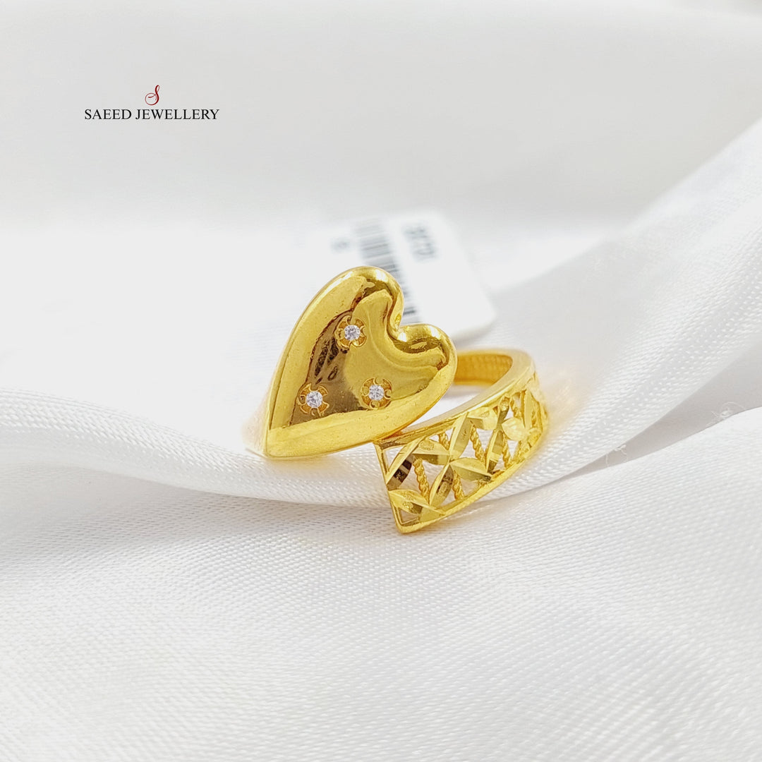 21K Gold Zircon Studded Heart Ring by Saeed Jewelry - Image 5