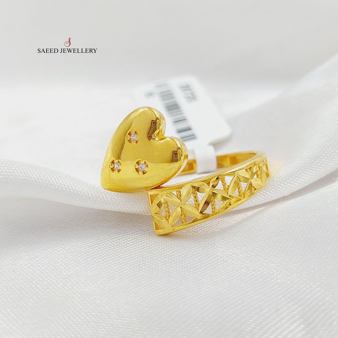 21K Gold Zircon Studded Heart Ring by Saeed Jewelry - Image 1