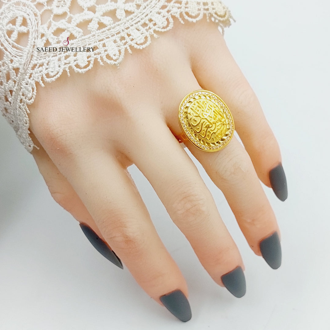 21K Gold Zircon Studded Islamic Ring by Saeed Jewelry - Image 4