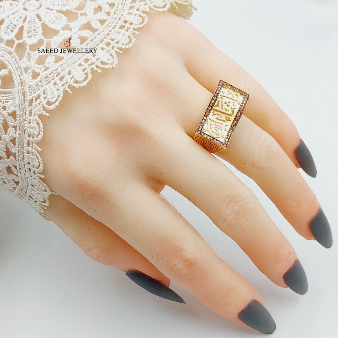 21K Gold Zircon Studded Islamic Ring by Saeed Jewelry - Image 4