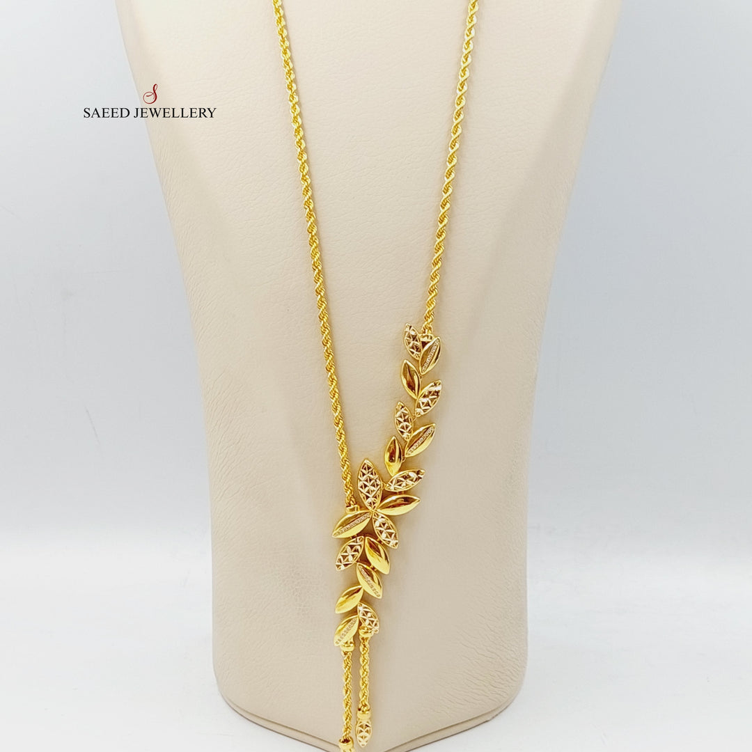 21K Gold Zircon Studded Rope Necklace by Saeed Jewelry - Image 2