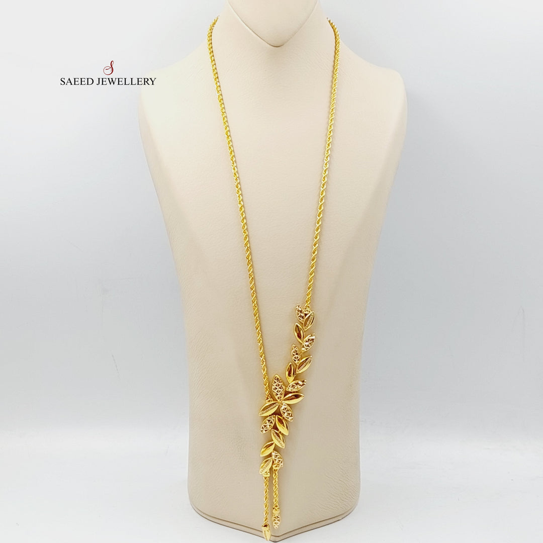 Zirconed Leaf Necklace  Made Of 21K Yellow Gold by Saeed Jewelry-28737