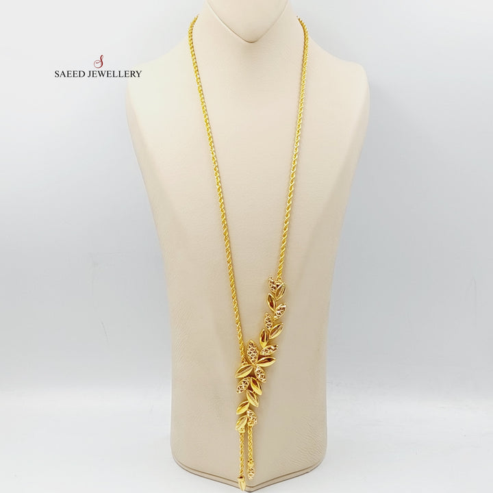 Zirconed Leaf Necklace  Made Of 21K Yellow Gold by Saeed Jewelry-28737
