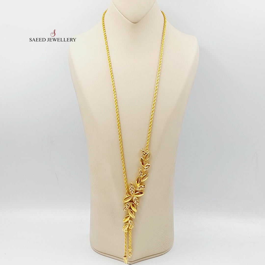 21K Gold Zircon Studded Rope Necklace by Saeed Jewelry - Image 1