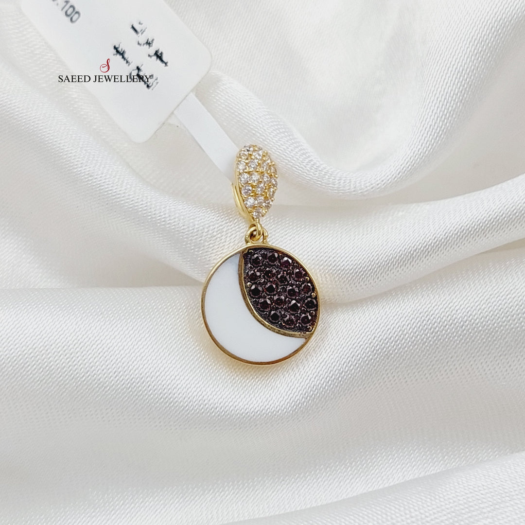 18K Gold Zircon Studded Moon Pendant by Saeed Jewelry - Image 1