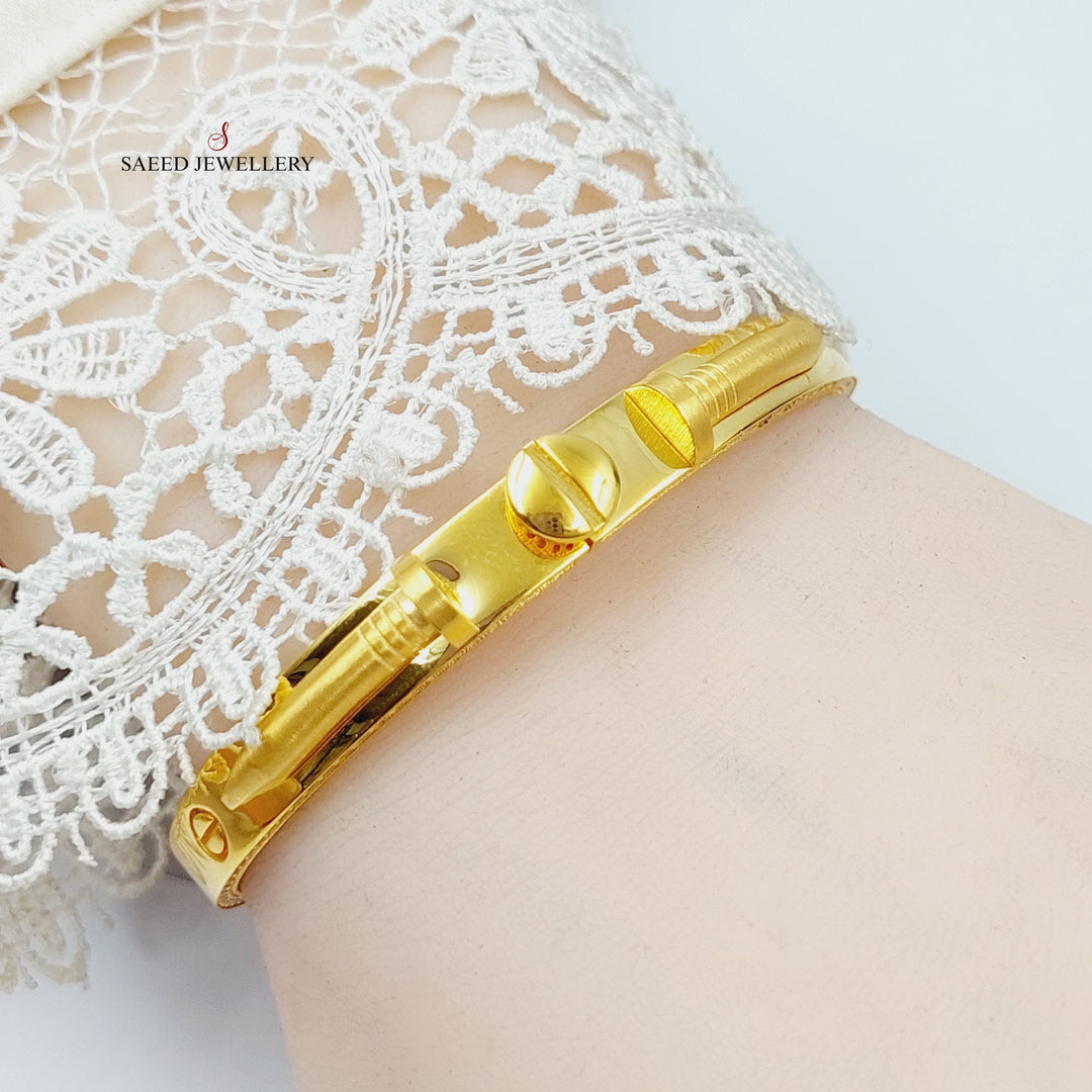 21K Gold Zircon Studded Nail Bracelet by Saeed Jewelry - Image 4