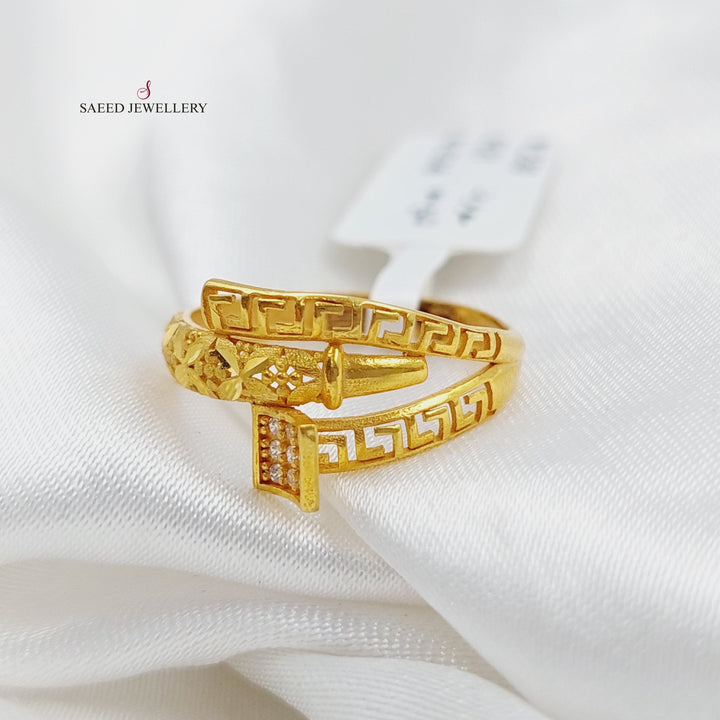 21K Gold Zircon Studded Nail Ring by Saeed Jewelry - Image 3