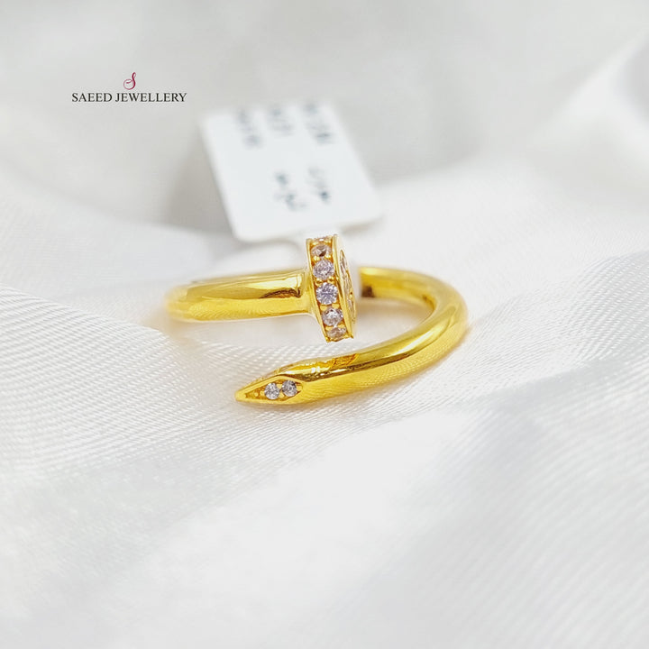 21K Gold Zircon Studded Nail Ring by Saeed Jewelry - Image 3