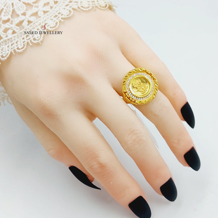 21K Gold Zircon Studded Ounce Ring by Saeed Jewelry - Image 5