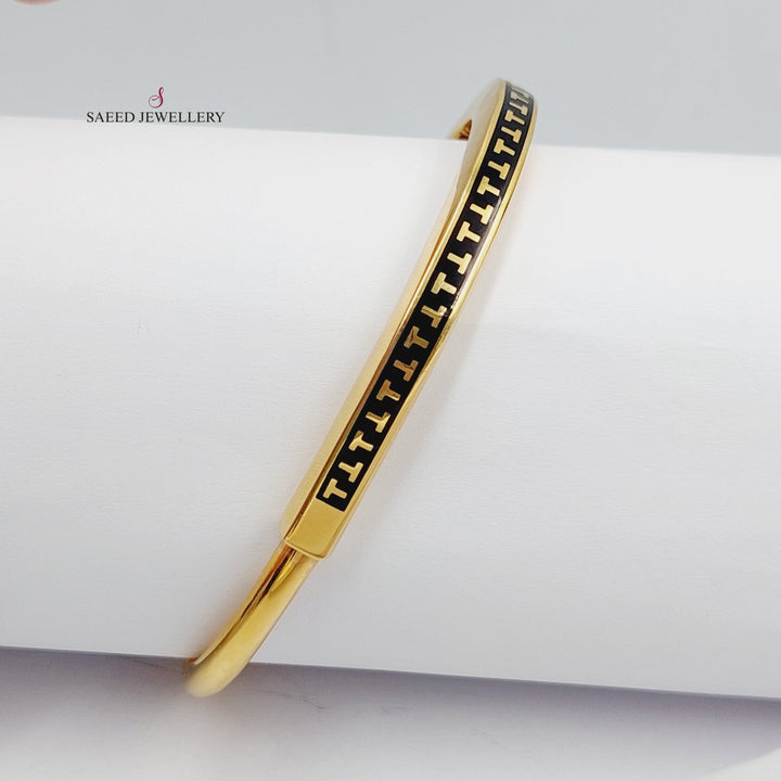 21K Gold Zircon Studded Oval Bangle Bracelet by Saeed Jewelry - Image 6