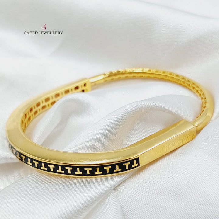 21K Gold Zircon Studded Oval Bangle Bracelet by Saeed Jewelry - Image 7