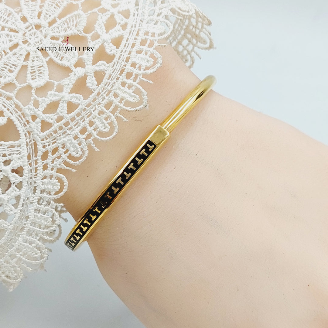 21K Gold Zircon Studded Oval Bangle Bracelet by Saeed Jewelry - Image 1