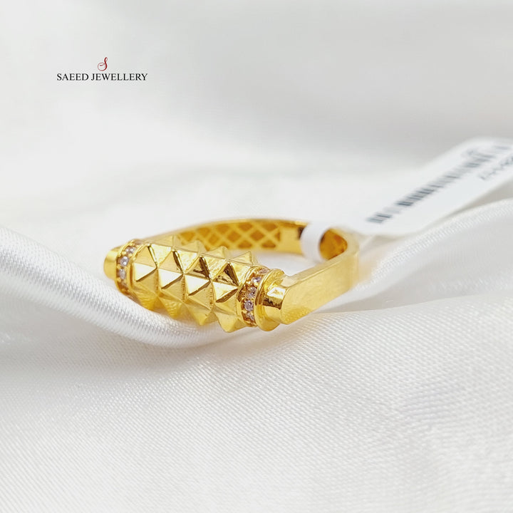 Zirconed Pyramid Ring Made Of 21K Yellow Gold by Saeed Jewelry-28117