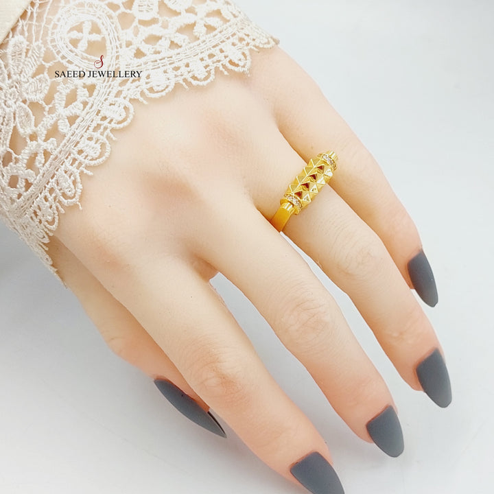 Zirconed Pyramid Ring Made Of 21K Yellow Gold by Saeed Jewelry-28117