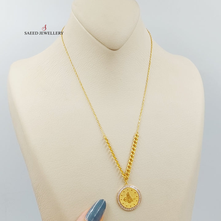 21K Gold Zircon Studded Rashadi Necklace by Saeed Jewelry - Image 2