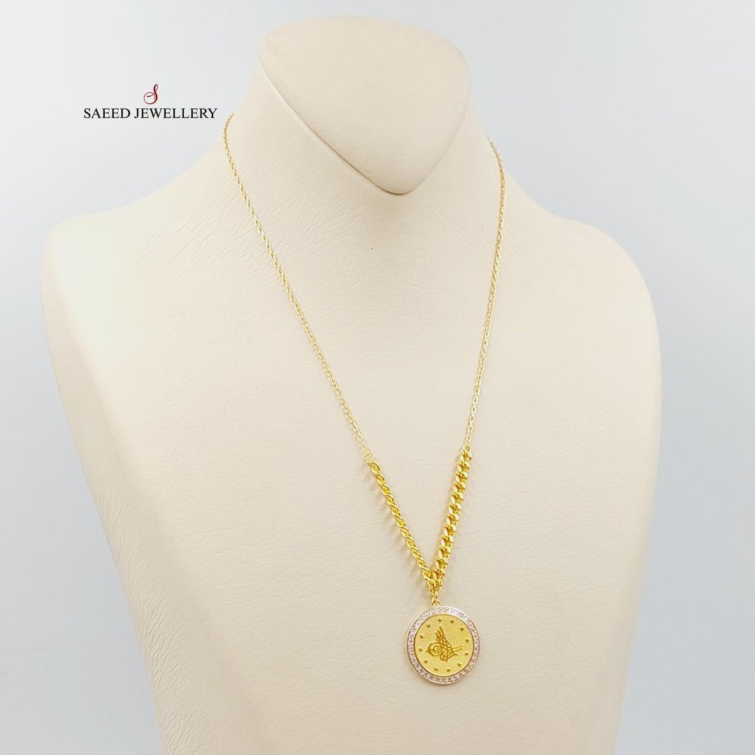 21K Gold Zircon Studded Rashadi Necklace by Saeed Jewelry - Image 3