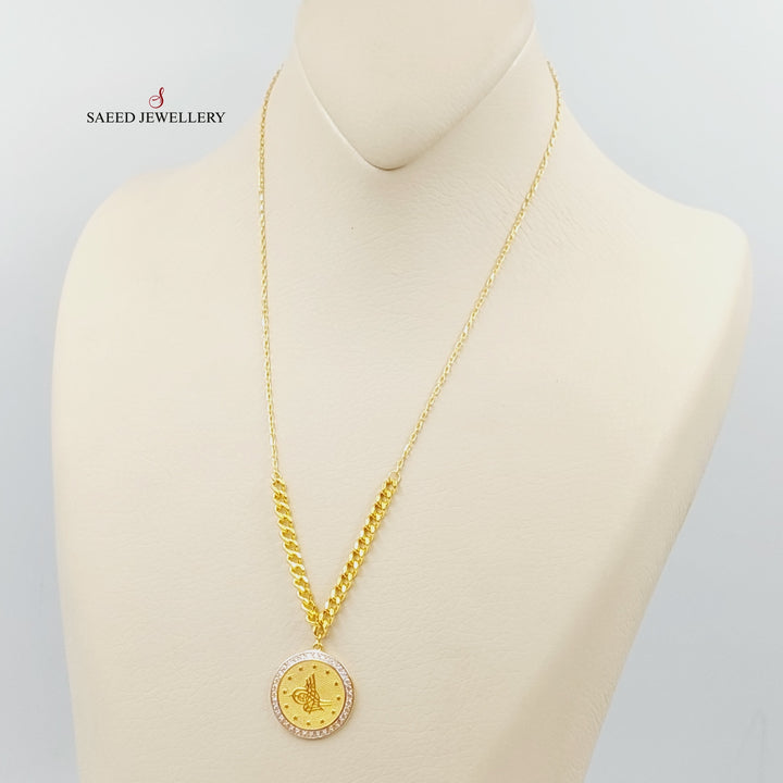 21K Gold Zircon Studded Rashadi Necklace by Saeed Jewelry - Image 4