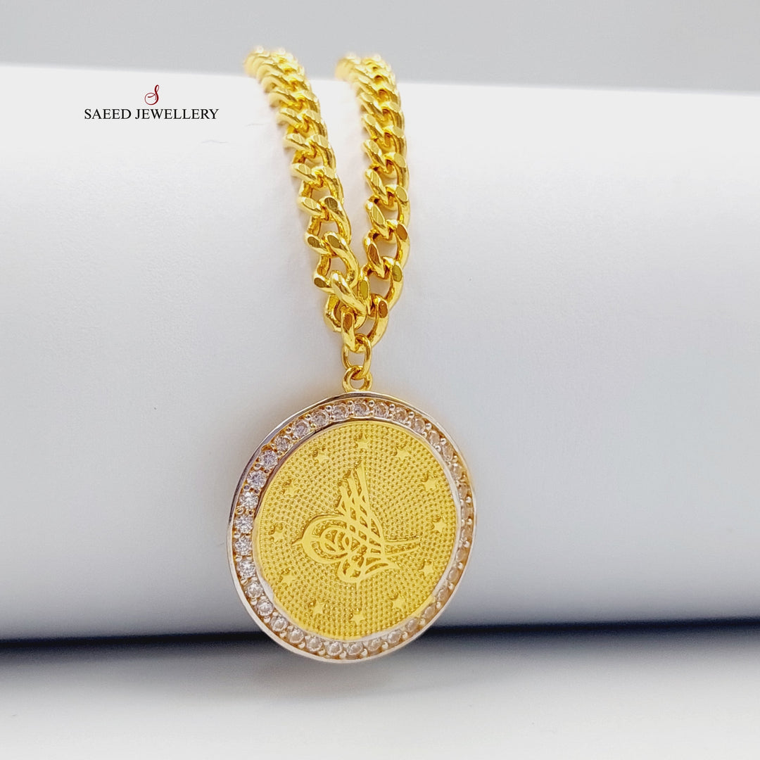 21K Gold Zircon Studded Rashadi Necklace by Saeed Jewelry - Image 5