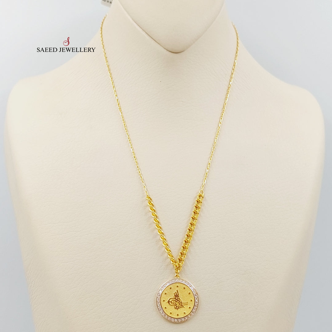 Zirconed Rashadi Necklace Made Of 21K Yellow Gold by Saeed Jewelry-27692