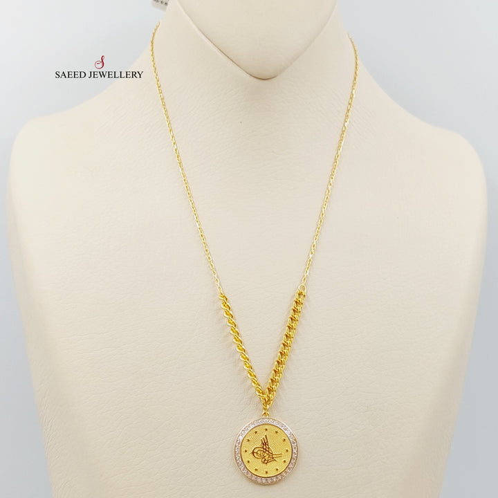 Zirconed Rashadi Necklace Made Of 21K Yellow Gold by Saeed Jewelry-27692
