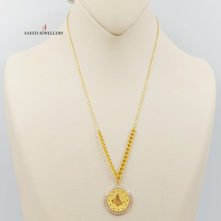 21K Gold Zircon Studded Rashadi Necklace by Saeed Jewelry - Image 1