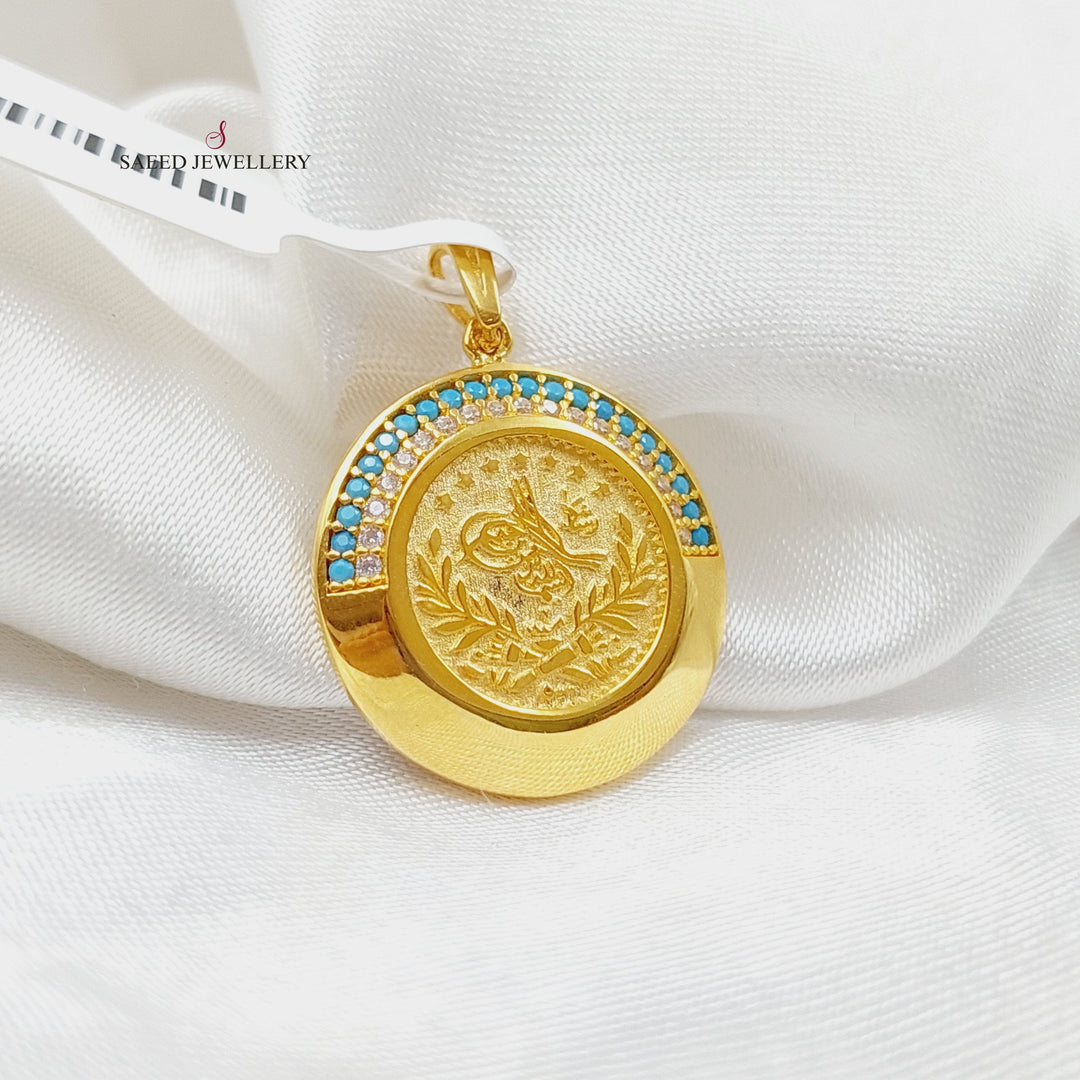 21K Gold Zircon Studded Rashadi Pendant by Saeed Jewelry - Image 2