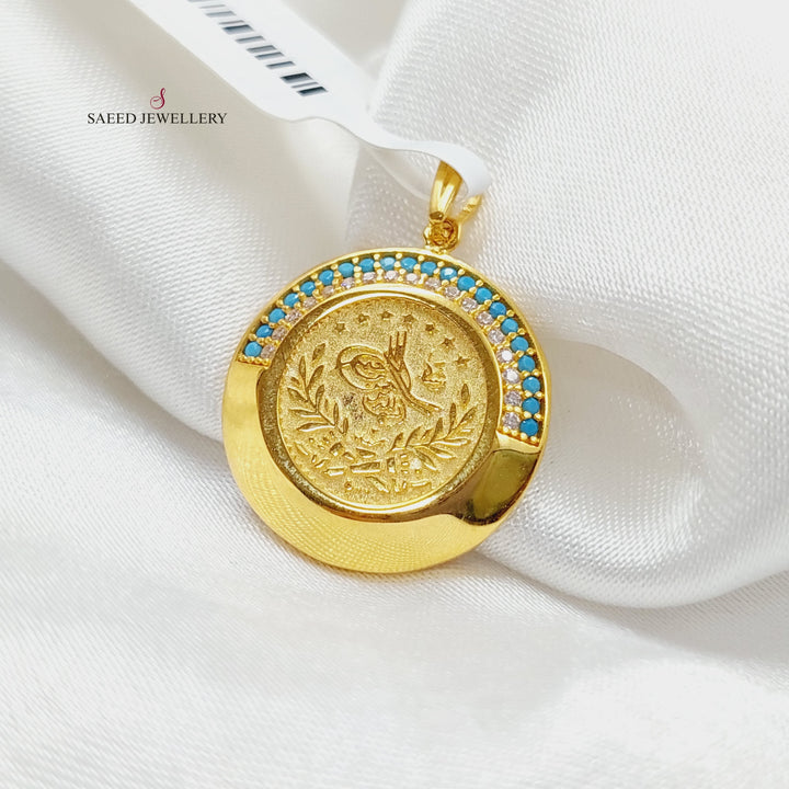 21K Gold Zircon Studded Rashadi Pendant by Saeed Jewelry - Image 3