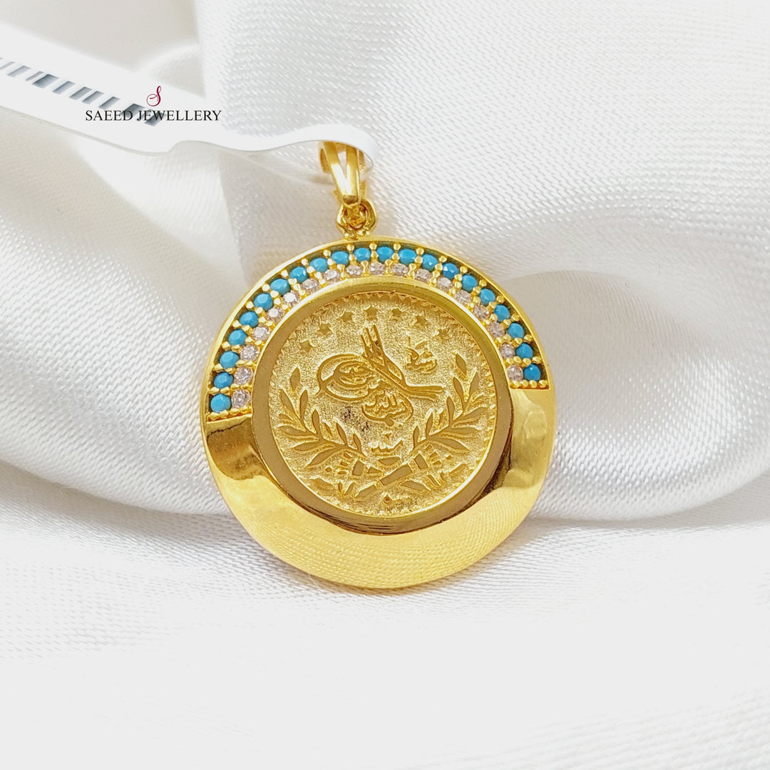 21K Gold Zircon Studded Rashadi Pendant by Saeed Jewelry - Image 1