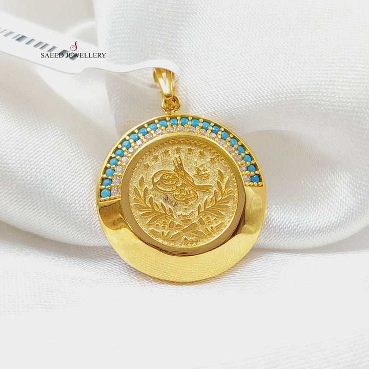 21K Gold Zircon Studded Rashadi Pendant by Saeed Jewelry - Image 1