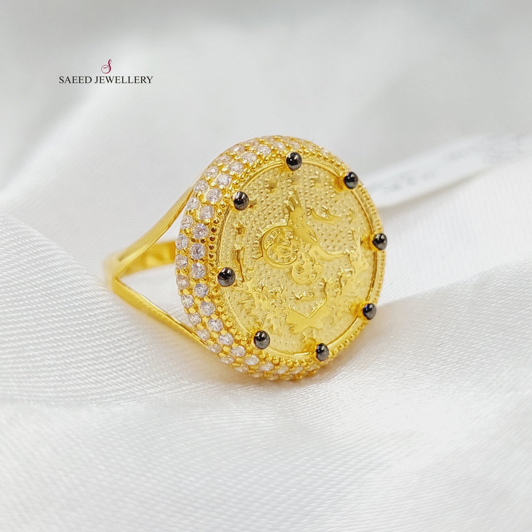 21K Gold Zircon Studded Rashadi Ring by Saeed Jewelry - Image 5