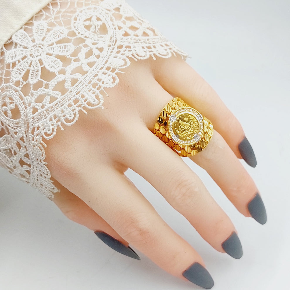 Zirconed Rashadi Ring Made Of 21K Yellow Gold by Saeed Jewelry-28043