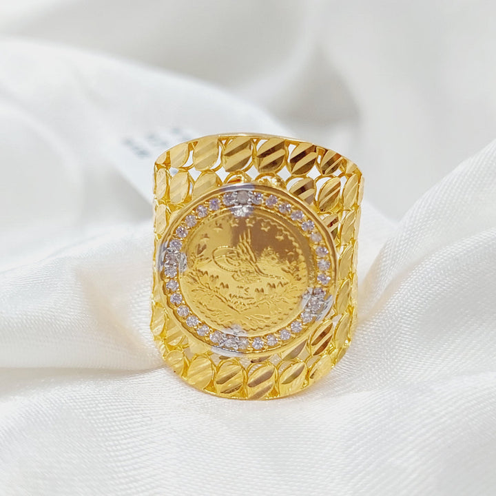 Zirconed Rashadi Ring Made Of 21K Yellow Gold by Saeed Jewelry-28043