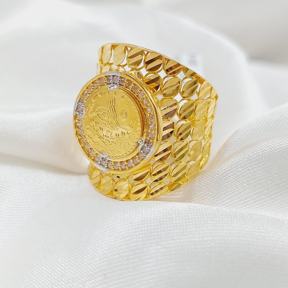 Zirconed Rashadi Ring Made Of 21K Yellow Gold by Saeed Jewelry-28043