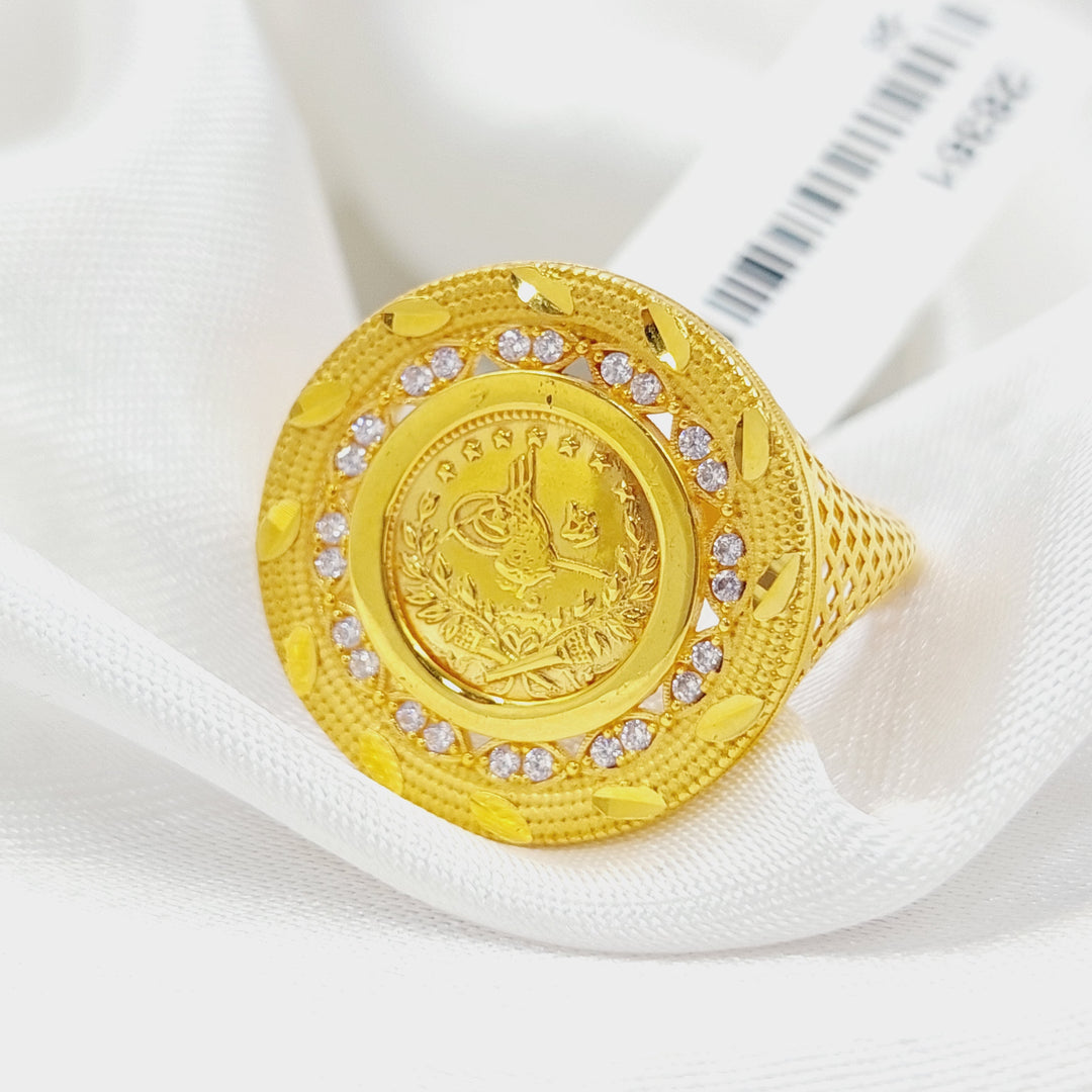 Zirconed Rashadi Ring Made Of 21K Yellow Gold by Saeed Jewelry-28361