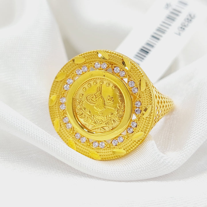 Zirconed Rashadi Ring Made Of 21K Yellow Gold by Saeed Jewelry-28361