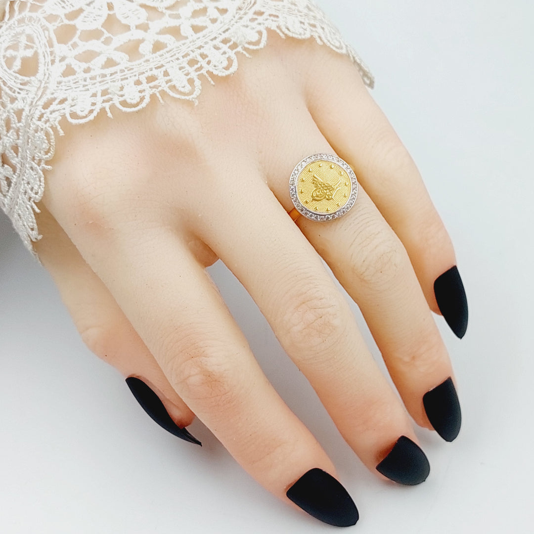 Zirconed Rashadi Ring  Made Of 21K Yellow Gold by Saeed Jewelry-28691