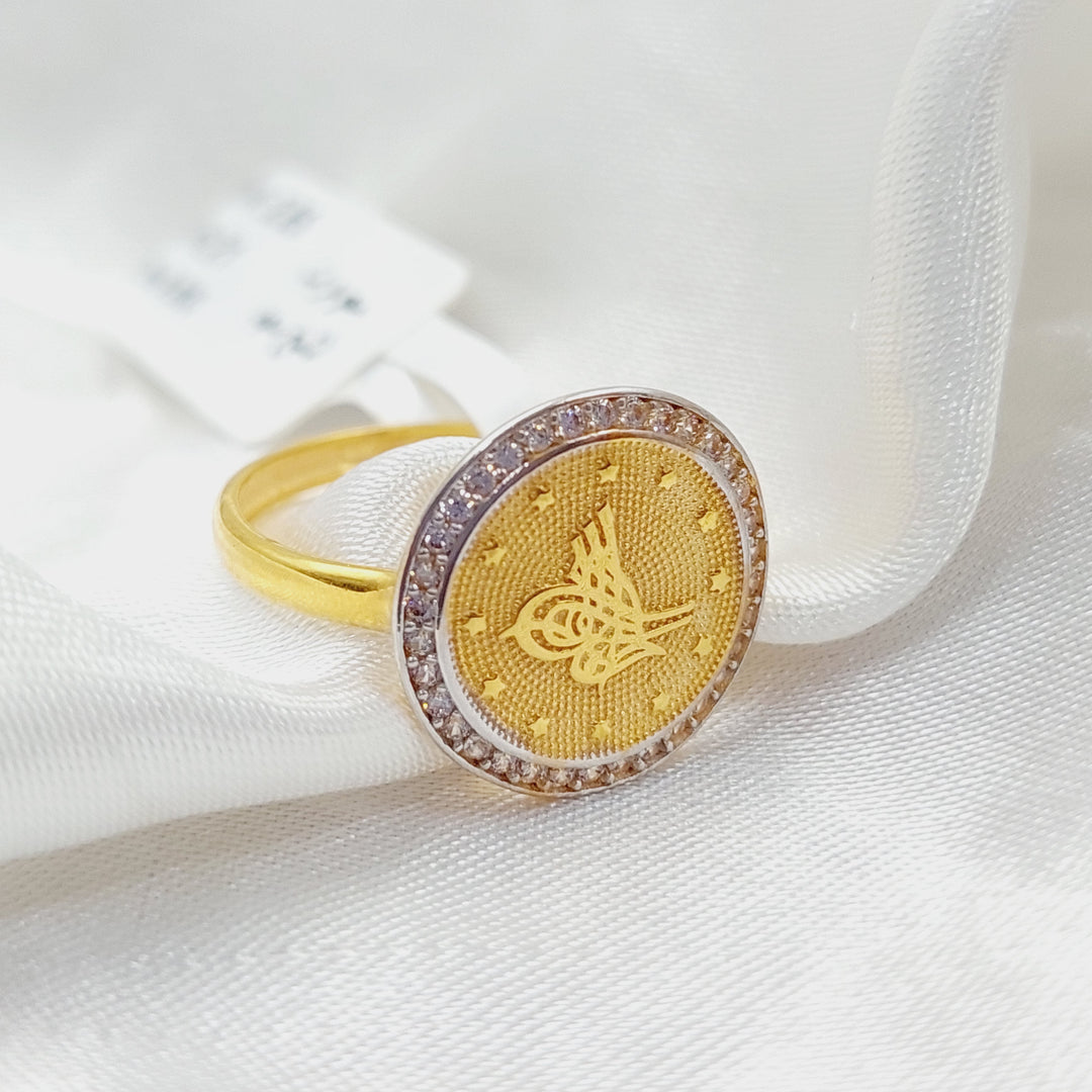 Zirconed Rashadi Ring  Made Of 21K Yellow Gold by Saeed Jewelry-28691