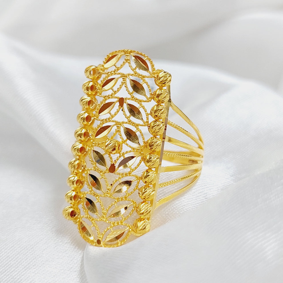 21K Gold Zircon Studded Rhombus Ring by Saeed Jewelry - Image 5