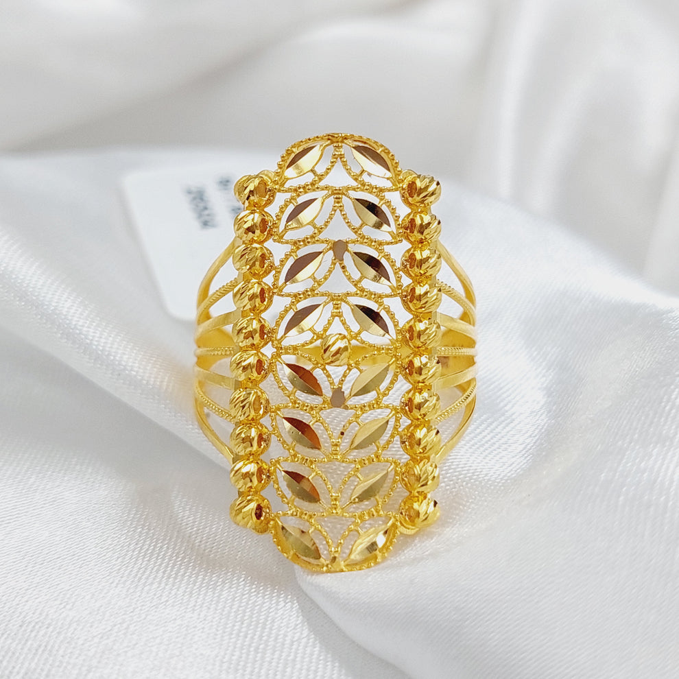 Zirconed Rhombus Ring Made Of 21K Yellow Gold by Saeed Jewelry-28447