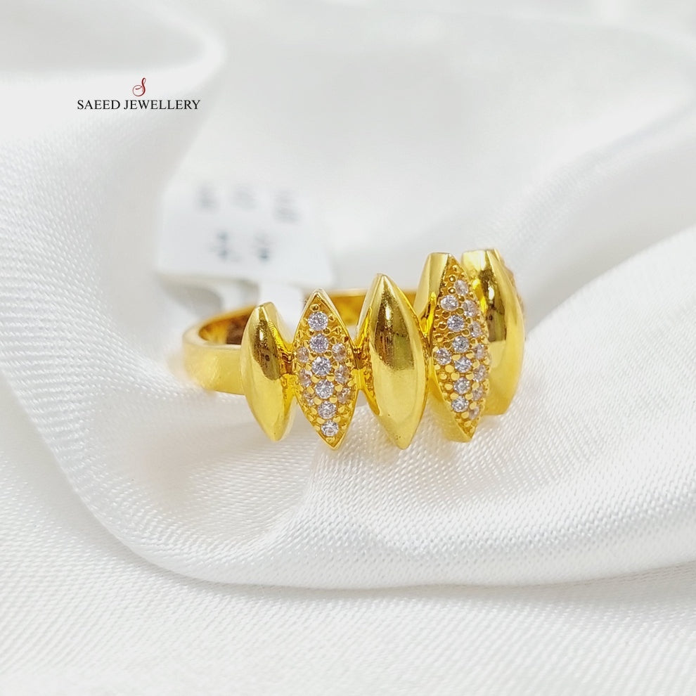 21K Gold Zircon Studded Rhombus Ring by Saeed Jewelry - Image 2