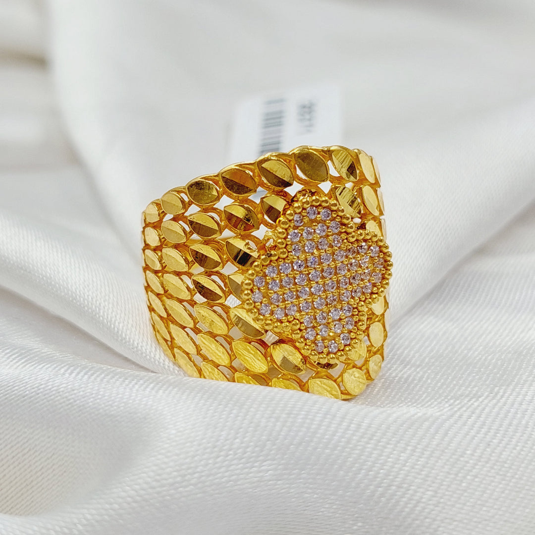 21K Gold Zirconed Clover Ring by Saeed Jewelry - Image 3